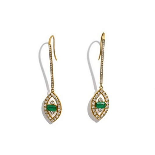 ATHENS EVIL EYE EMERALD EARRINGS