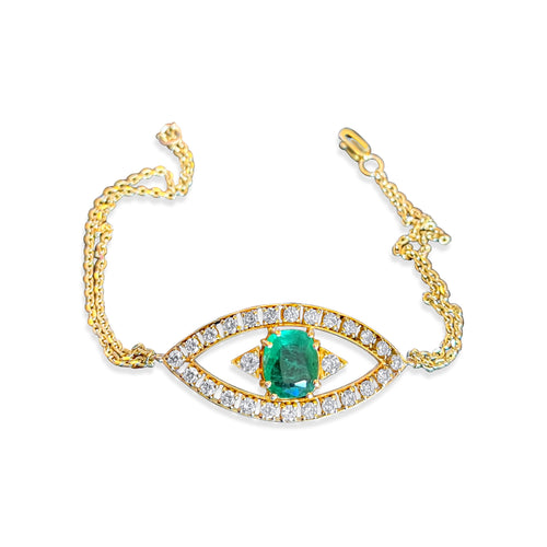 KATERINA EMERALD EVIL EYE NECKLACE