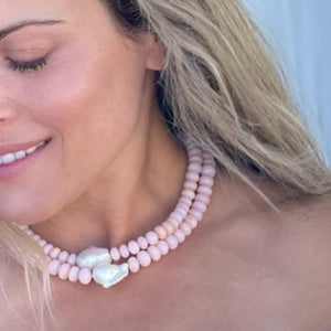 IRINA PINK OPAL BAROQUE PEARL NECKLACE