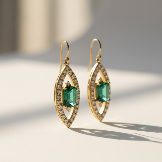 GALACTIC EMERALD DIAMOND EARRINGS