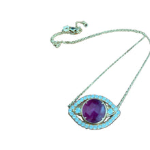 Load image into Gallery viewer, PATRA PINK SAPPHIRE DIAMOND EVIL EYE NECKLACE