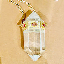 Load image into Gallery viewer, OLYA CLEAR CRYSTAL DIAMOND SAPPHIRE NECKLACE