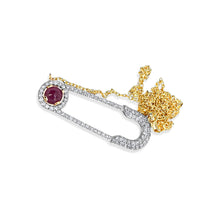 Load image into Gallery viewer, ANYA DIAMOND SAFETY PIN NECKLACE WITH RUBY