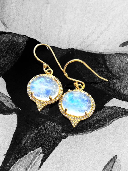 DIAMOND MOONSTONE EARRINGS