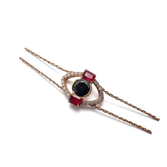 ART DECO RUBY BLACK DIAMOND BRACELET