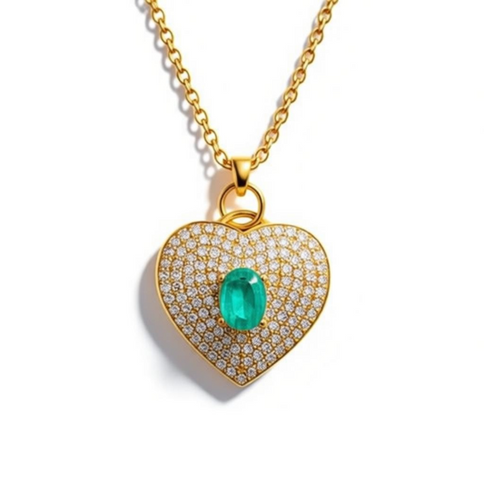 JUPITER DIAMOND  EMERALD HEART NECKLACE