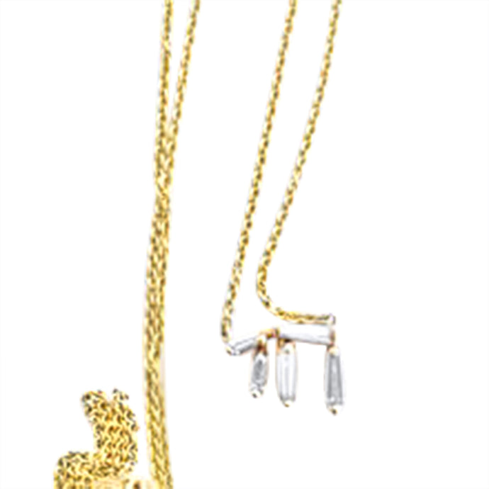 JERUSALEM DIAMOND CHAI (18] NECKLACE