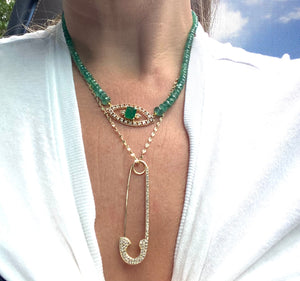 APHRODITE EMERALD BEAD AND EMERALD EYE NECKLACE