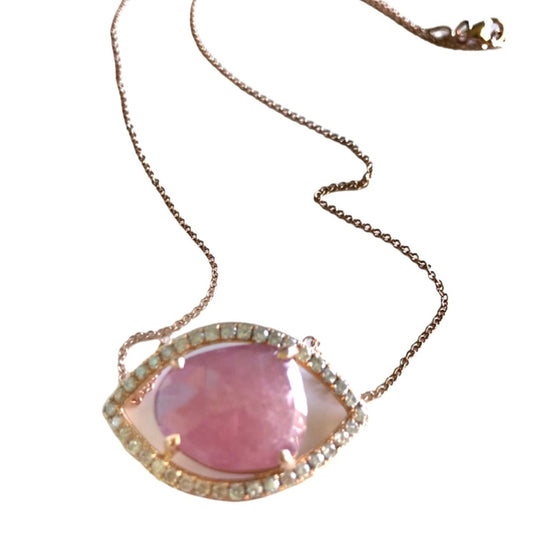 MAURITIUS DIAMOND PINK SAPPHIRE EVIL EYE NECKLACE