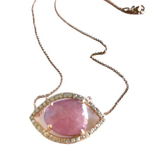 Load image into Gallery viewer, MAURITIUS DIAMOND PINK SAPPHIRE EVIL EYE NECKLACE