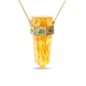 SEYCHELLES CITRINE CRYSTAL EMERALD NECKLACE