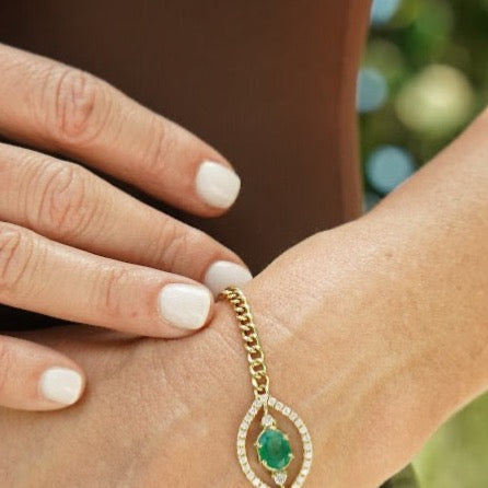 LANA SUCCULENT EMERALD EVIL EYE BRACELET