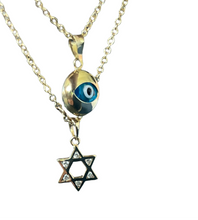 Load image into Gallery viewer, IVY DOUBLE GOLD EVIL EYE NECKLACE