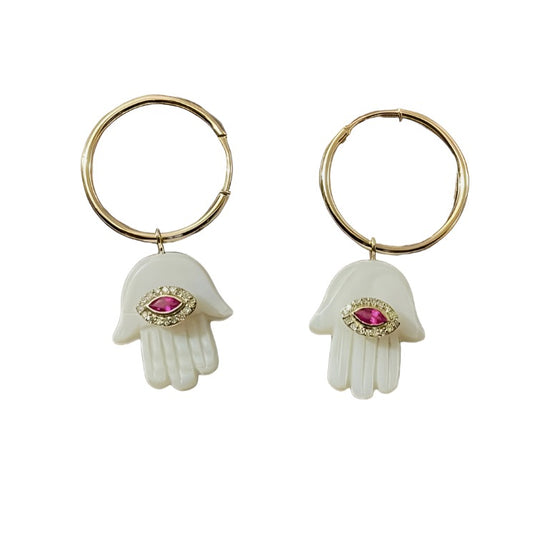 LAILA HAMSA EVIL EYE EARRINGS
