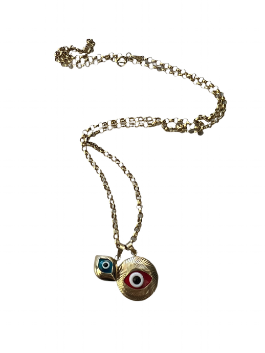 IVY DOUBLE GOLD EVIL EYE NECKLACE