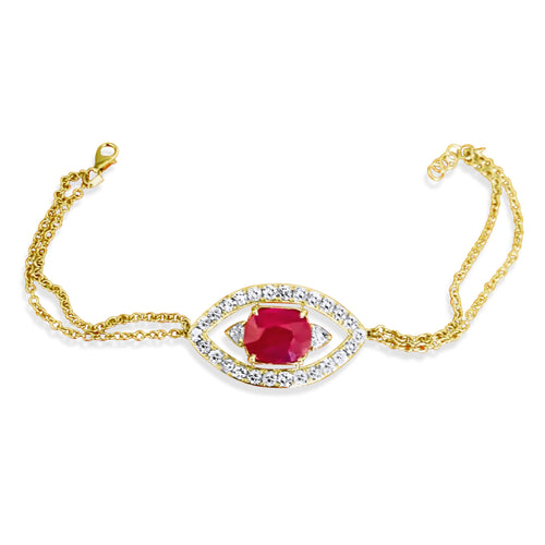 DORIS  RUBY DIAMOND EVIL EYE BRACELET