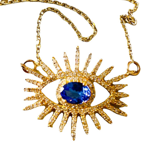 SATURN STARBURST EVIL EYE NECKLACE