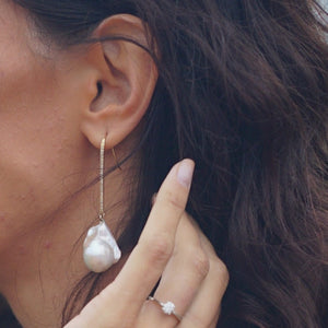 GALINA DIAMOND BAROQUE PEARL EARRINGS