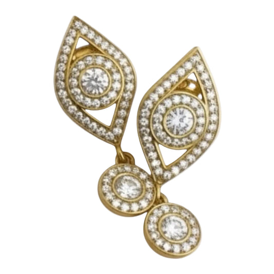 SILVER DIAMOND EVIL EYE EARRINGS