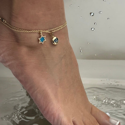 TARA TURQUOISE STAR OF DAVID ANKLET