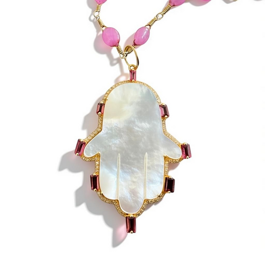 PETRA PINK SAPPHIRE HAMSA PENDANT