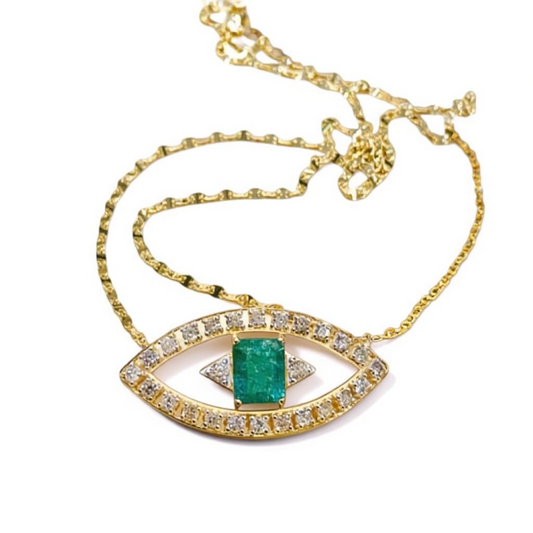 SVETIK EMERALD EVIL EYE NECKLACE