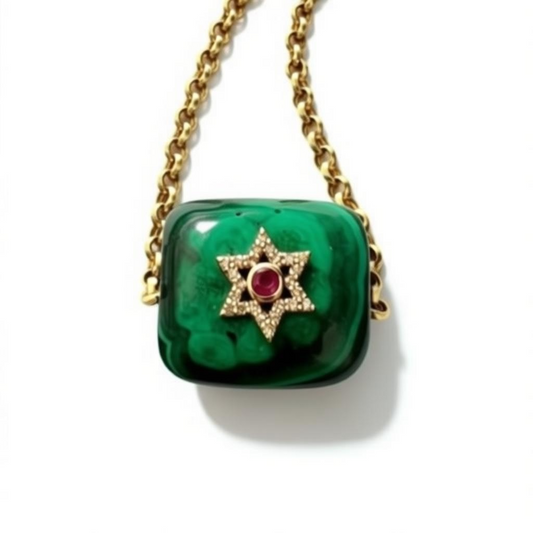 MAGGIE MALACHITE DOUBLE SIDED PENDANT
