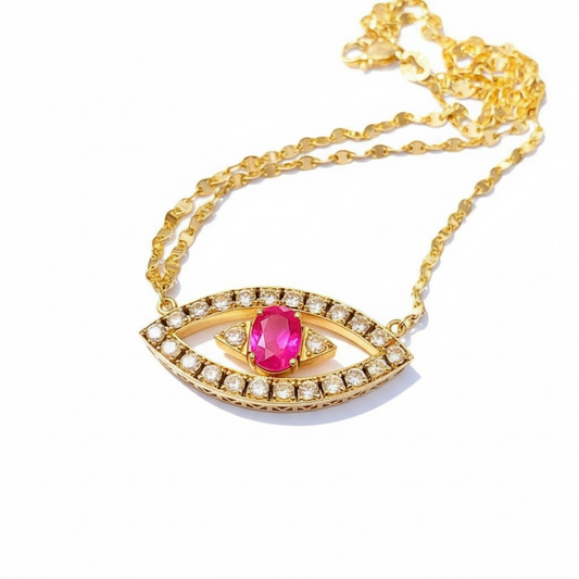 NAZRAT EVIL EYE RUBY NECKLACE