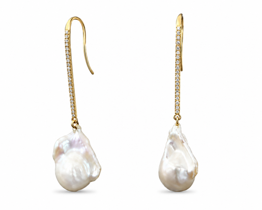 GALINA DIAMOND BAROQUE PEARL EARRINGS