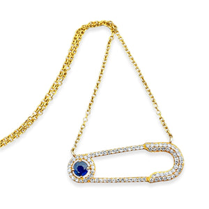 RODOS SAPPHIRE DIAMOND SAFETY PIN NECKLACE