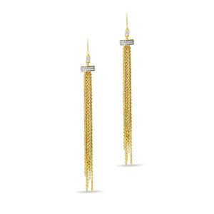 ANNA GOLD PLATED SILVER DIAMOND TASSEL EARRINGS