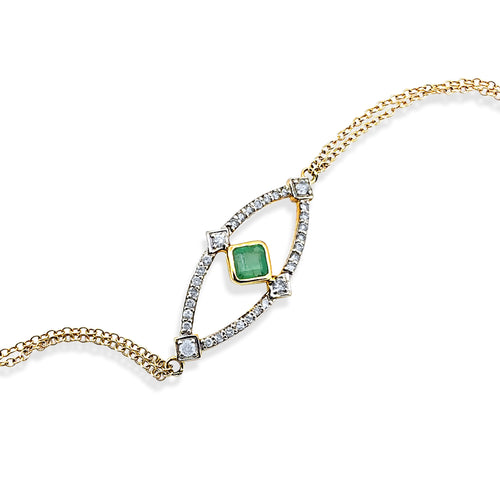 DEAUVILLE ART DECO EMERALD EVIL EYE BRACELET