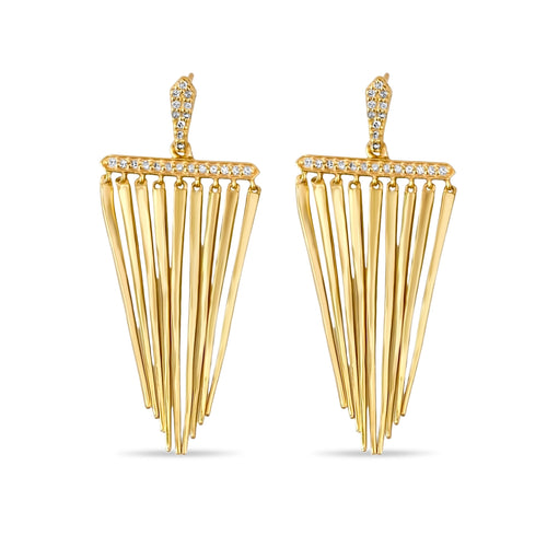 VIKACHKA GOLD DANGLY DIAMOND EARRINGS