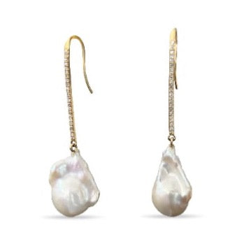 GALINA DIAMOND BAROQUE PEARL EARRINGS