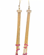 Load image into Gallery viewer, RUBYS RUBY GOLD TASSEL EARRINGS