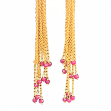 Load image into Gallery viewer, RUBYS RUBY GOLD TASSEL EARRINGS