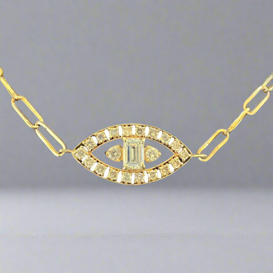 TANNAZ  DIAMOND EVIL EYE CHOKER NECKLACE