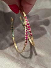 Load image into Gallery viewer, RENA RUBY EMERALD HOOP EARRINGS