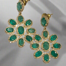 Load image into Gallery viewer, EVE EMERALD CHANDELIER DIAMOND EARRINGS