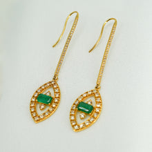 Load image into Gallery viewer, ATHENS EVIL EYE EMERALD EARRINGS