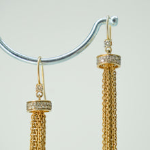 Load image into Gallery viewer, ANNA GOLD PLATED SILVER DIAMOND TASSEL EARRINGS