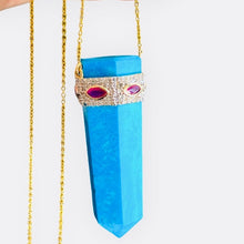 Load image into Gallery viewer, ASPEN NATURAL TURQUOISE WITH RUBY DIAMOND EVIL EYE CRYSTAL NECKLACE