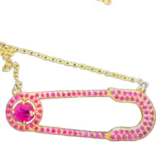 Load image into Gallery viewer, RHODES RUBY SAFETY PIN NECKLACE