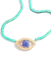 Load image into Gallery viewer, LEMURIA  SAPPHIRE  EMERALD EVIL EYE NECKLACE