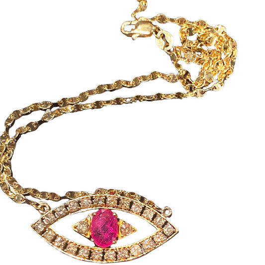 NAZRAT EVIL EYE RUBY NECKLACE