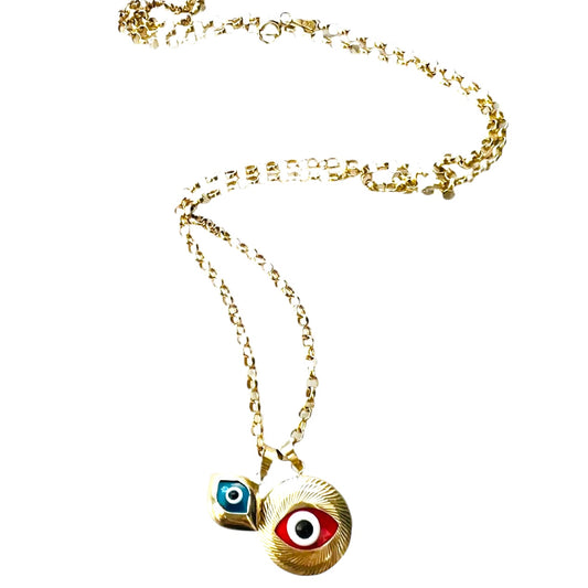 IVY DOUBLE GOLD EVIL EYE NECKLACE