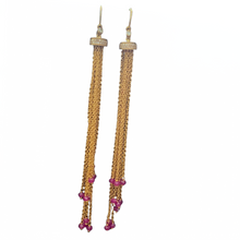 Load image into Gallery viewer, RUBYS RUBY GOLD TASSEL EARRINGS