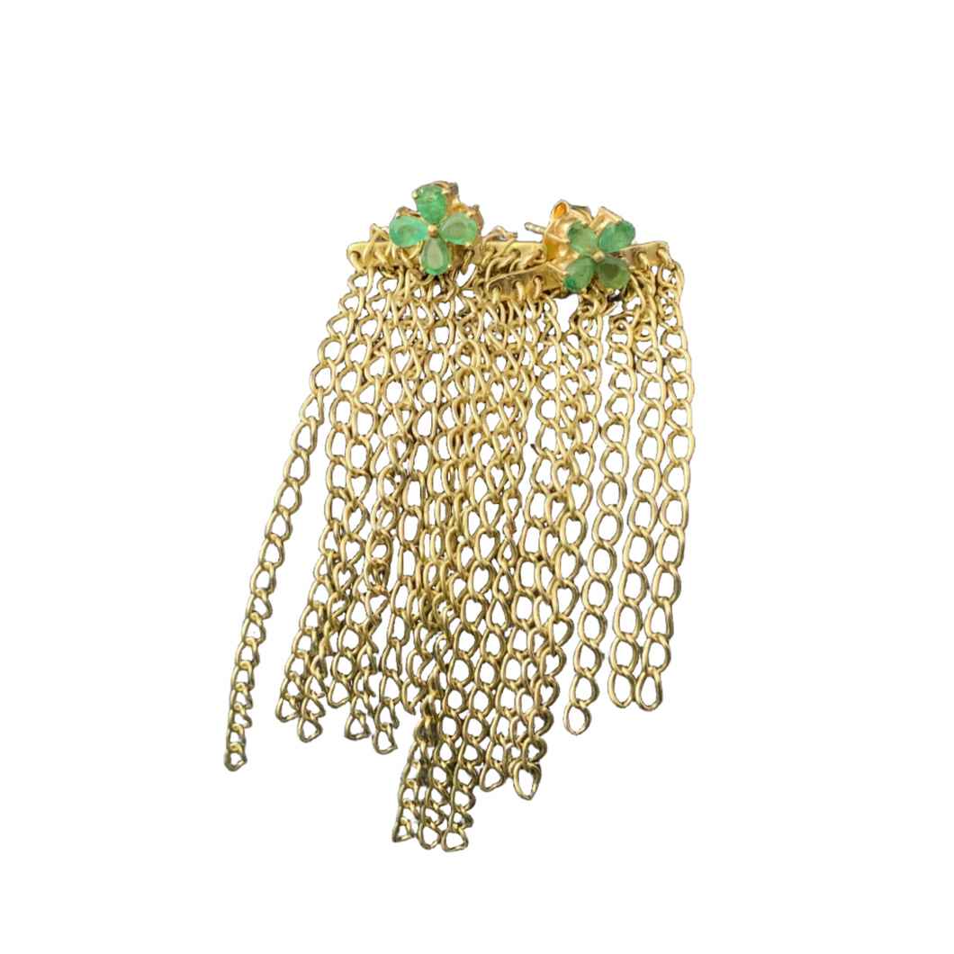 ESTE DANGLY FLOWER GOLD EARRINGS