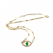 Load image into Gallery viewer, SVETIK EMERALD EVIL EYE NECKLACE