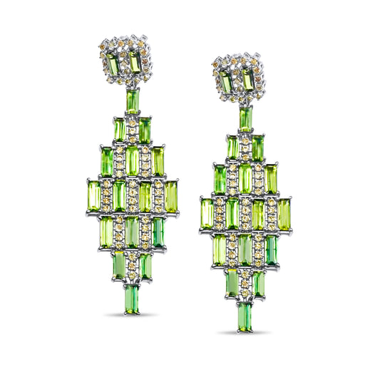 NEW ZEALAND DIAMOND PERIDOT CHANDELIER EARRINGS